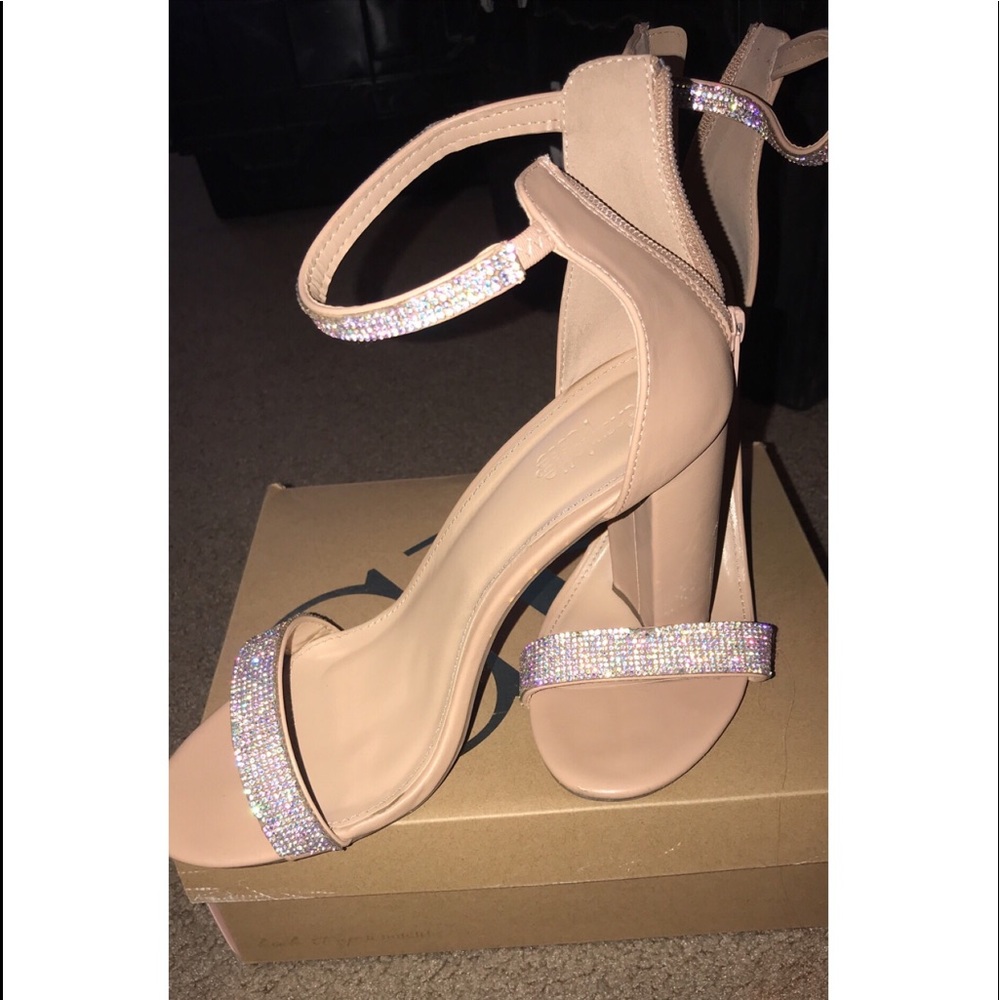 Tan diamond heels